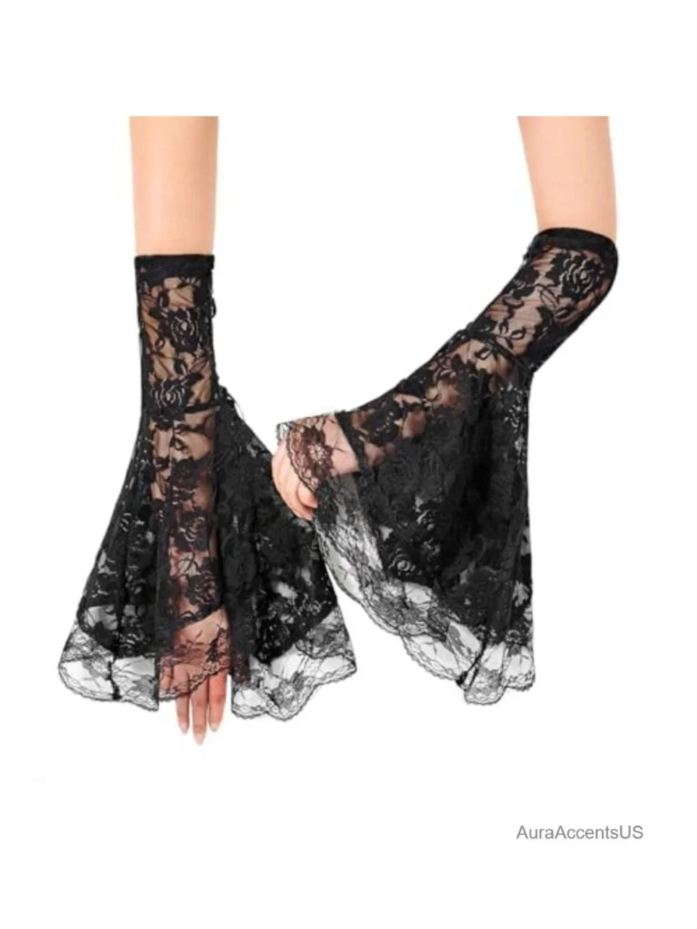 Victorian Lace Mesh Arm Sleeves Gothic Bell Sleeve Vampire Costume Accessory